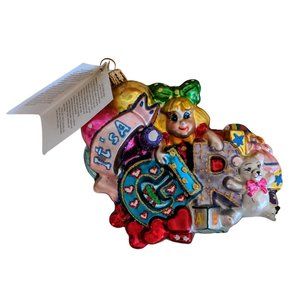 Damaged 2001 Christopher Radko "It's a Girl!" Baby's First Fine Glass Ornament